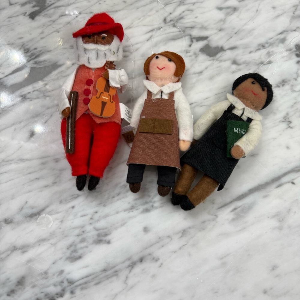 NWT Handcrafted Felt Doll Ornament Set - Restaurant Barista Waitress Violinist - Picture 3 of 3
